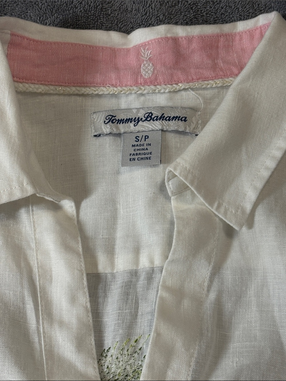 Tommy Bahama women’s White 100% Linen Colorful Floral Accent Button-Up Shirt S/P - Picture 6 of 14